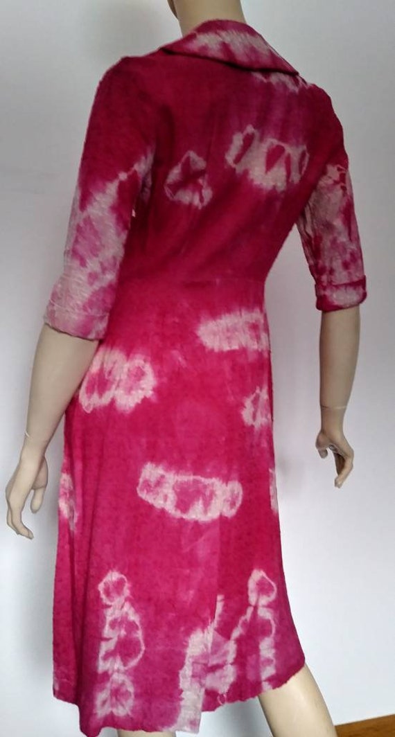 Vintage 50s/60s Dress/Pink Tie Dye/1950 Rockabill… - image 4