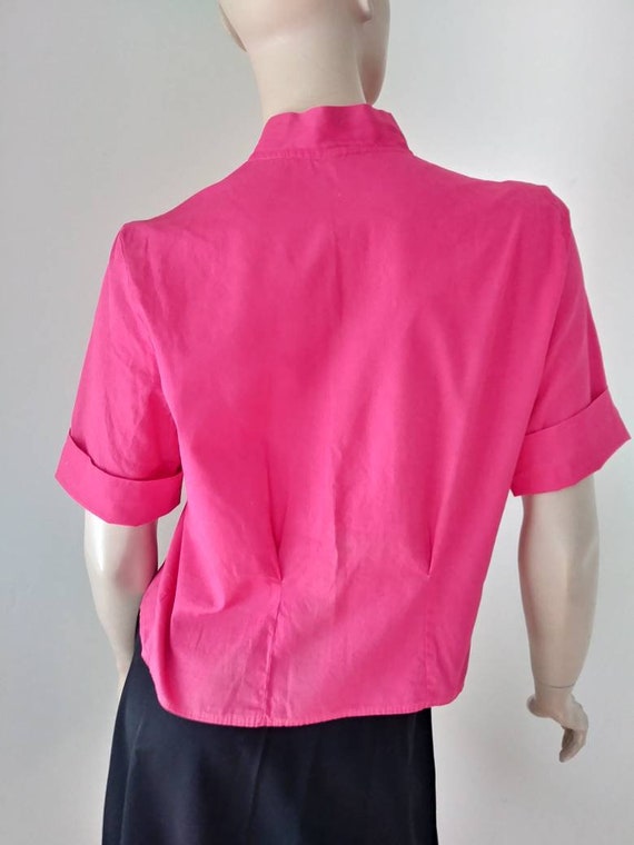 Pink Vintage 50s/60s Cotton Blouse Top~Shirt/ Med… - image 4