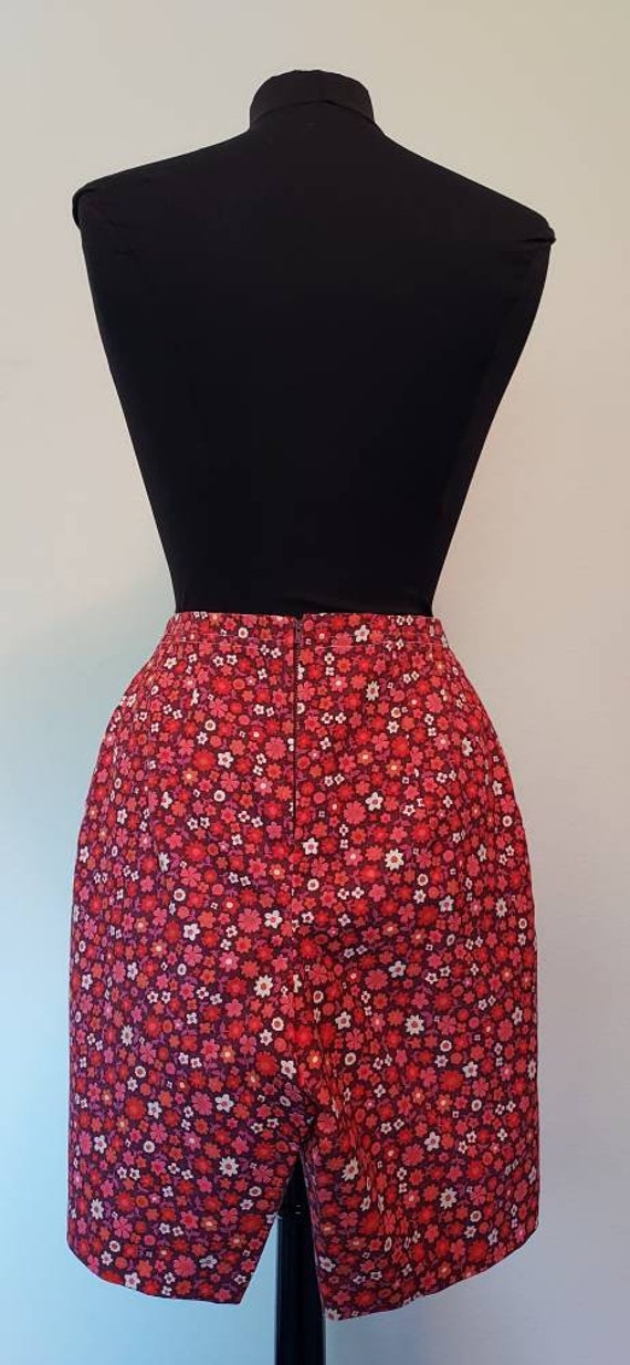 Vintage 50s/60s Cotton Shorts/High Waist/Purple P… - image 9