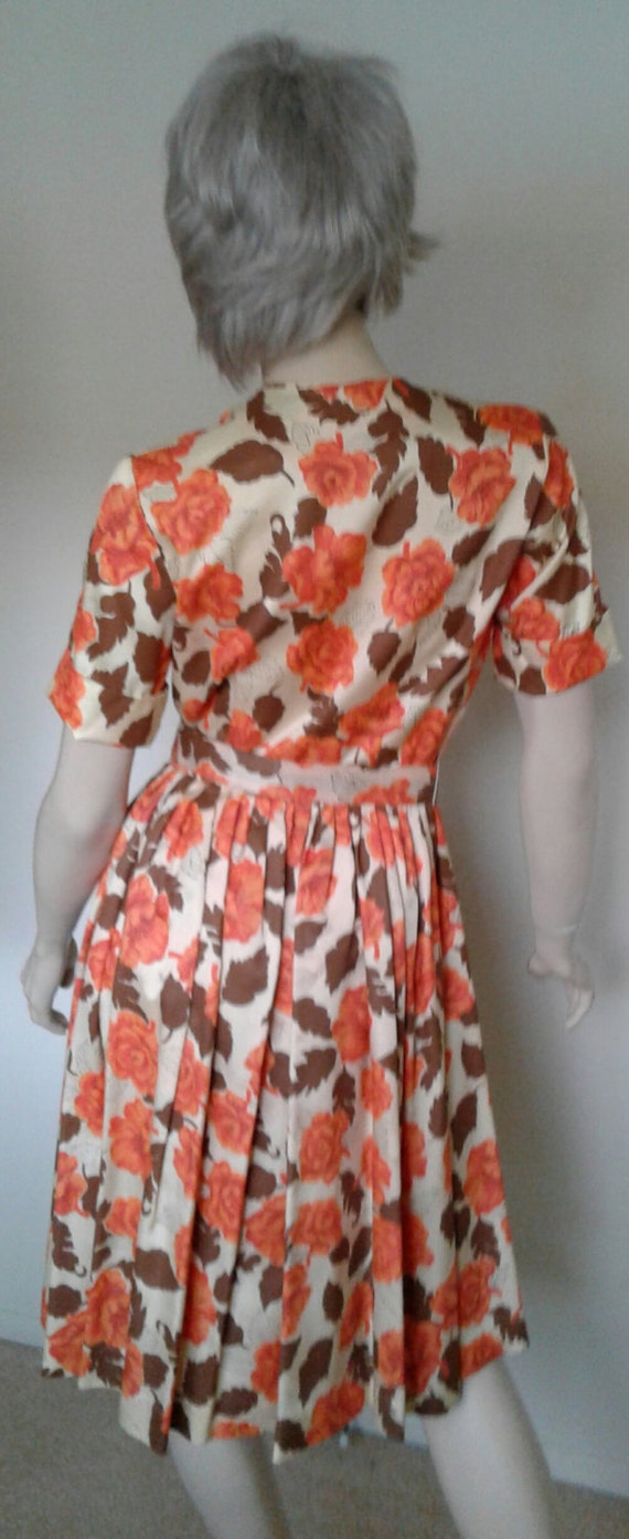 Vintage 50s/60s Garden Party Dress/Shirtwaist/Ivo… - image 4