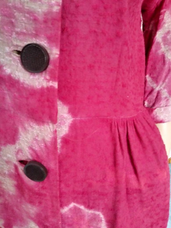 Vintage 50s/60s Dress/Pink Tie Dye/1950 Rockabill… - image 8