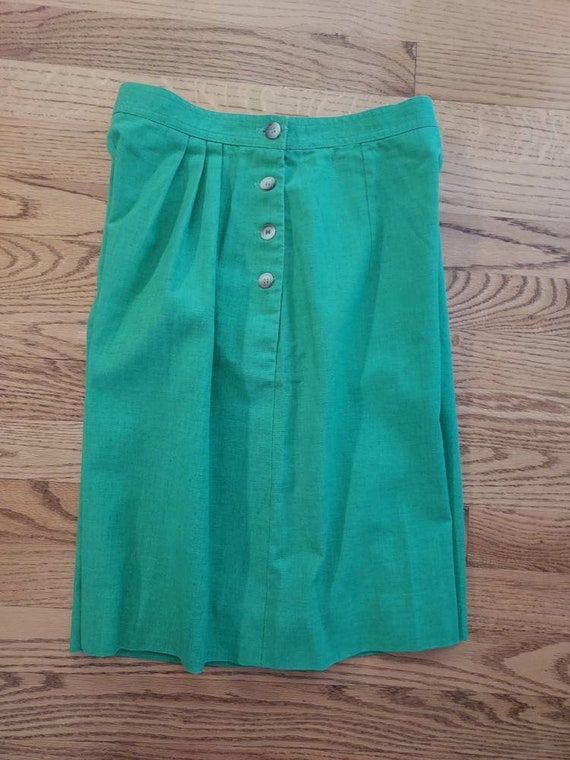 Vintage 60s/70s Green Shorts/High Waist/Cotton/th… - image 3