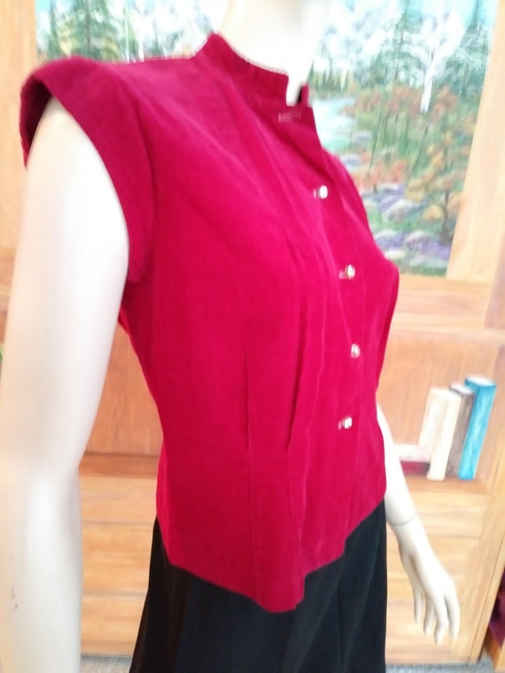 Vintage 40s/50s Corduroy Western Shirt Maroon Top~Blouse Cotton /Size M-L /1950 VLV Rockabilly/Mad Men/Westward Hoo/Pinup Girl/