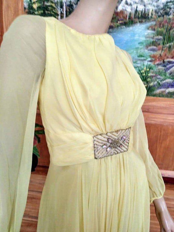 Vintage 60s/70s Yellow Maxi Dress/small/chiffon Gown/empire  Waist/rhinestone/ Prom Wedding Party Bridesmaid/1960 Mad Men/spring Summer  - Etsy