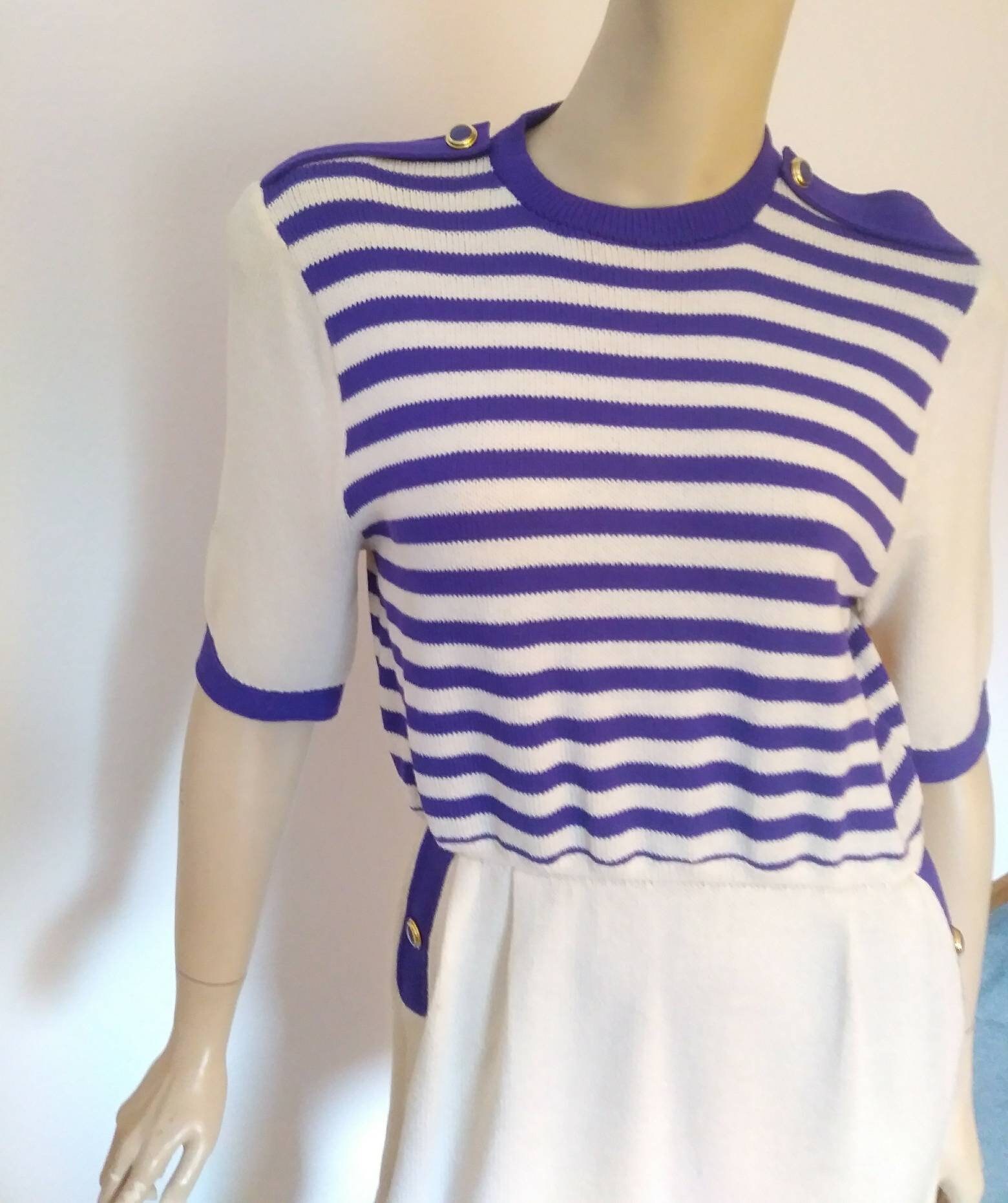 Vintage 80s/90s St John Knit Dress Sweater/purple WHITE Ivory - Etsy