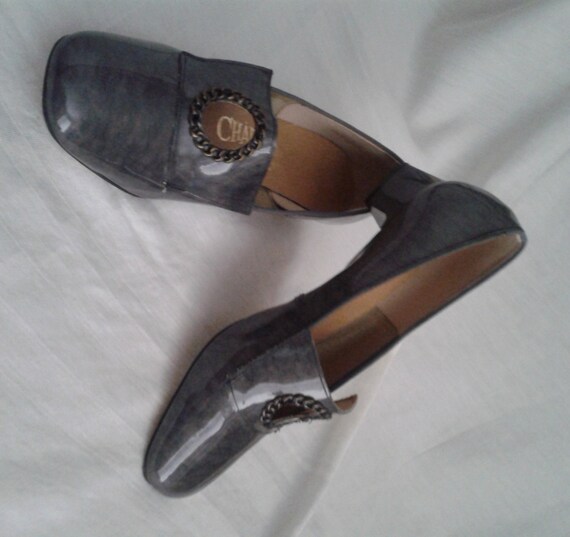 MOD Vtg 60s/70s Shoes Sz. 8.5-9/Gray/Patent Leathe