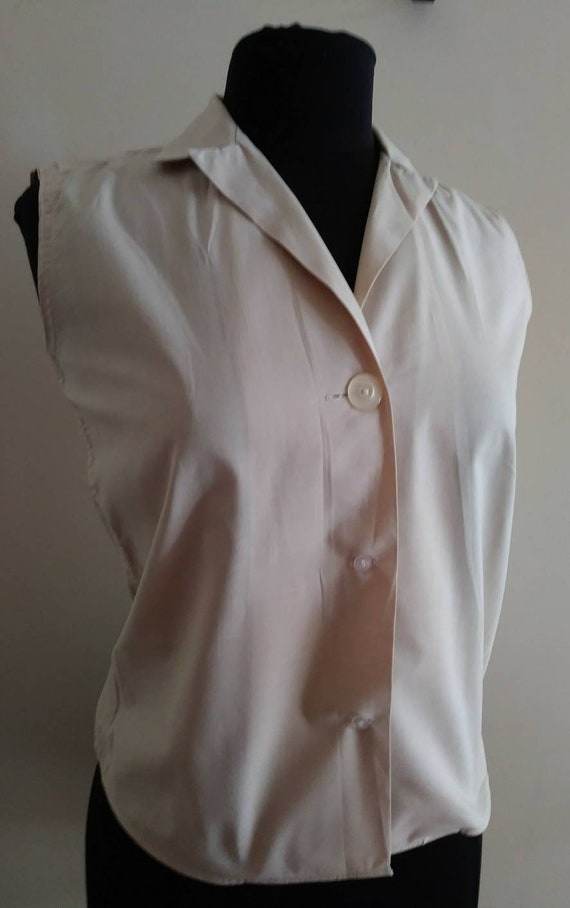 Vintage 50s/60s Beige Cotton Blouse~Top/1950 Rocka