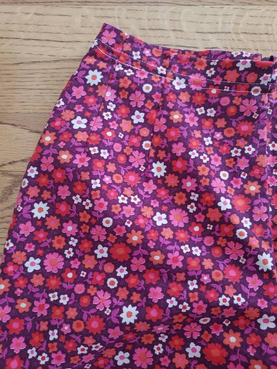 Vintage 50s/60s Cotton Shorts/High Waist/Purple P… - image 2