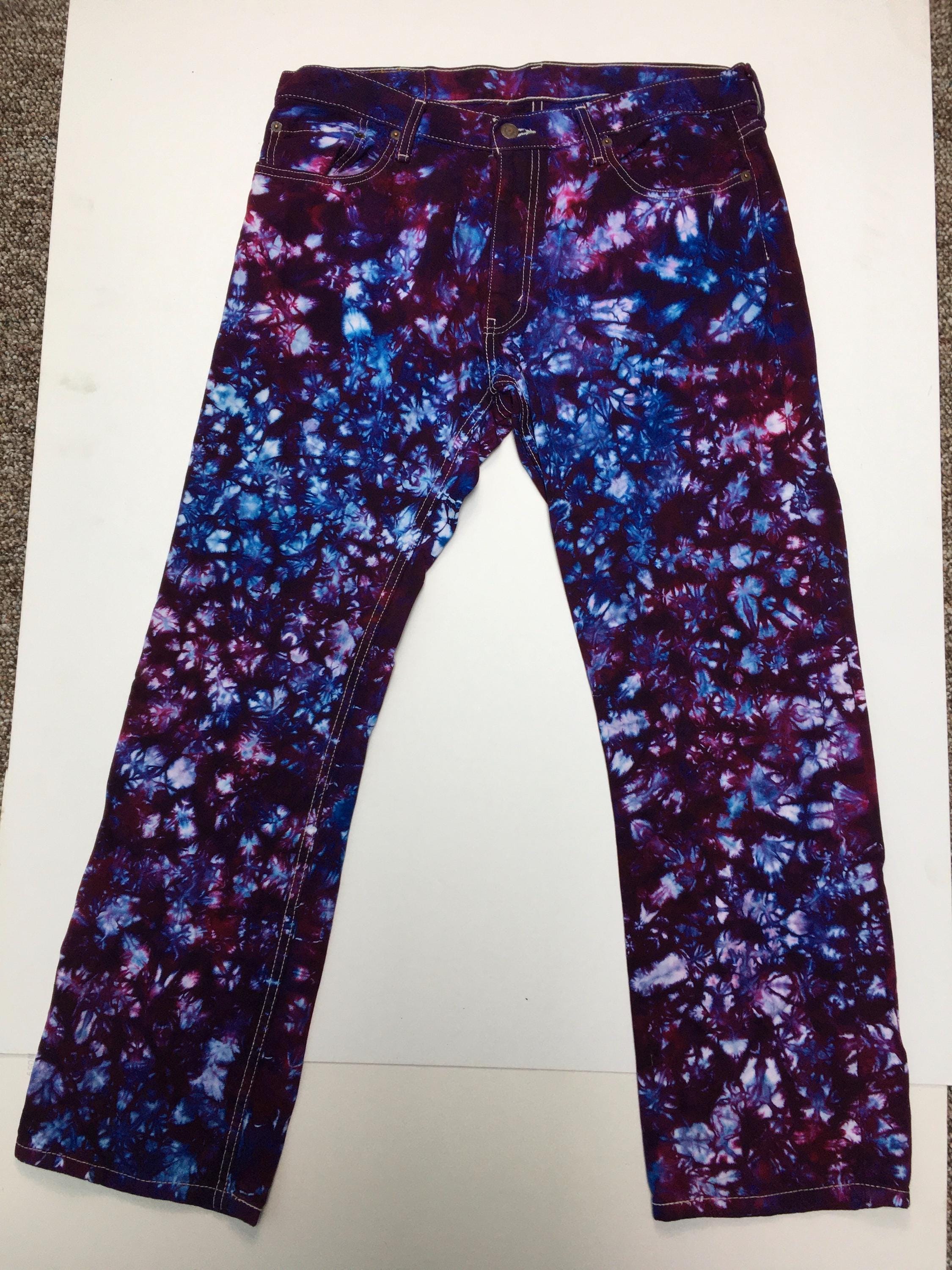 Jean Taille Haute Tie And Dye Taille XS - Marque Rolling26, Blanc, Skinny, Occasion Très Bon état