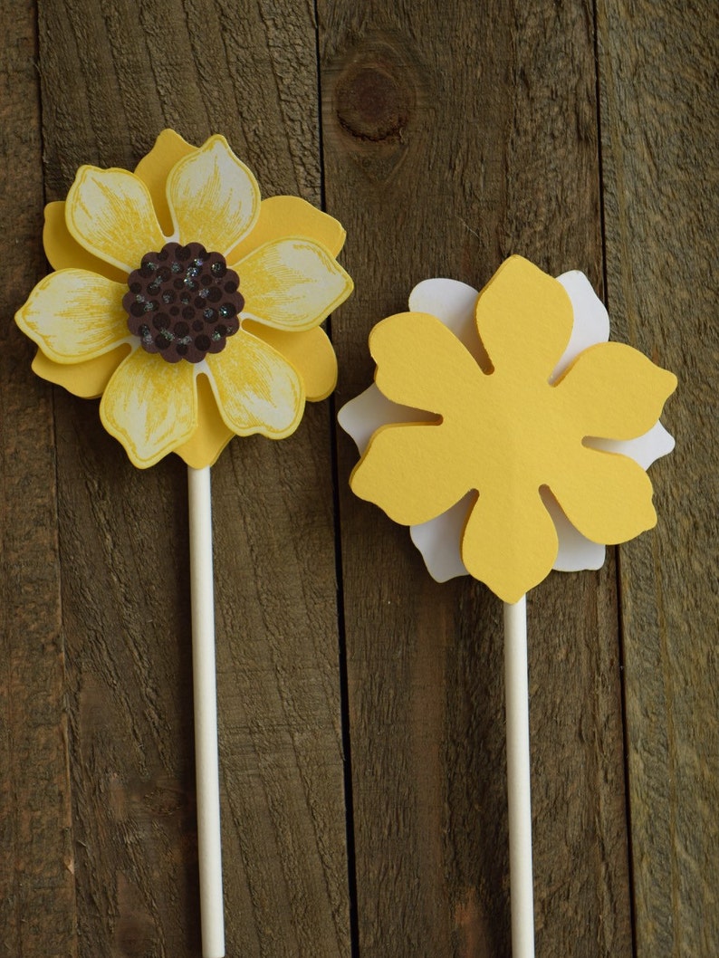 Sunflower Cupcake Toppers Sunflower Birthday Cupcakes Etsy