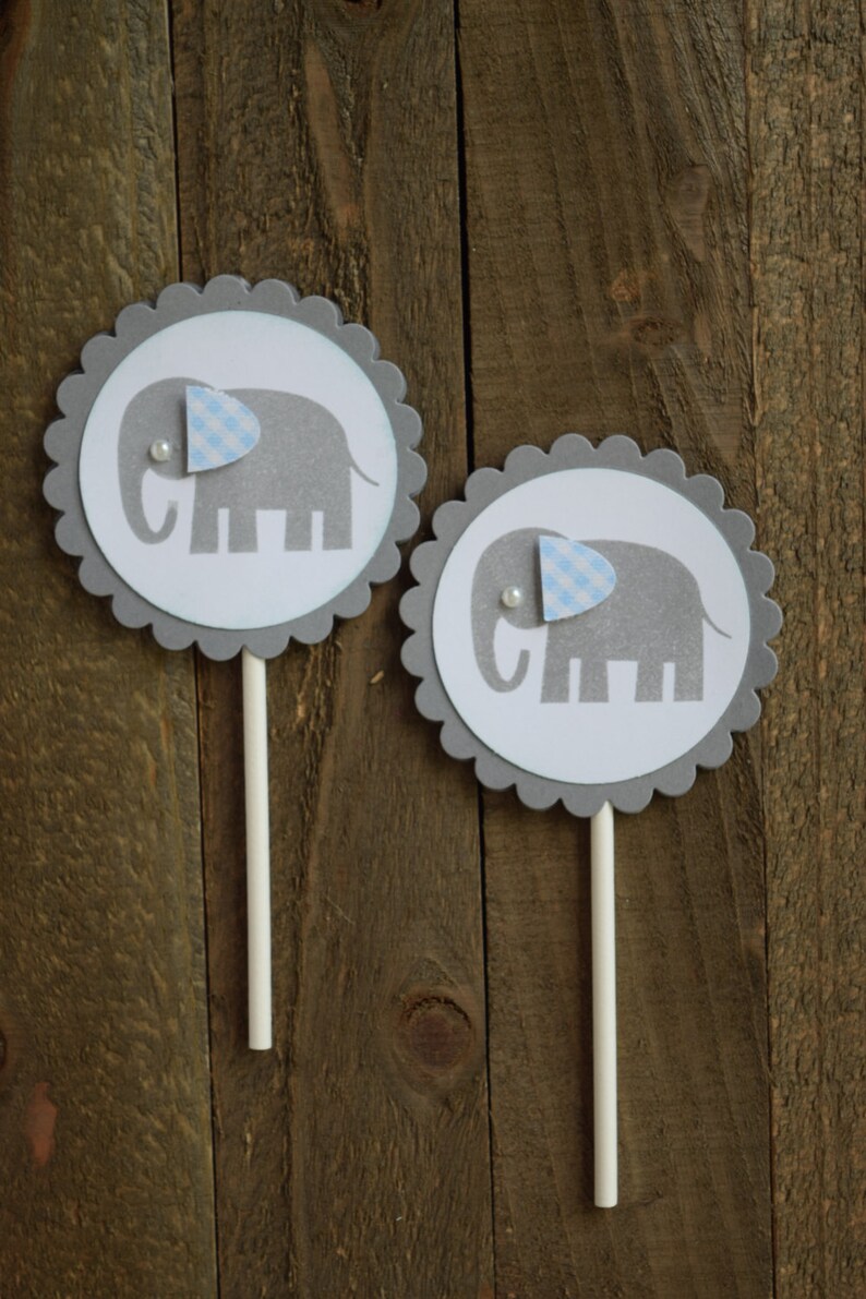 Elephant Cupcake Toppers Baby Girl Elephant Baby Shower Etsy
