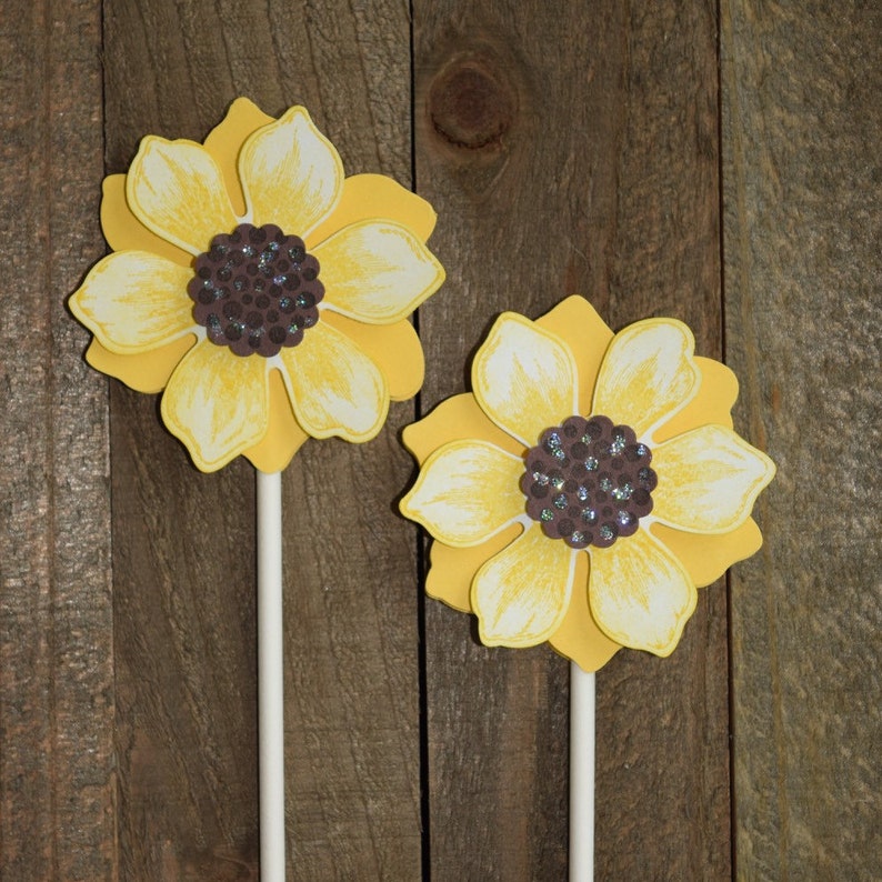 Sunflower Cupcake Toppers Sunflower Birthday Cupcakes Etsy