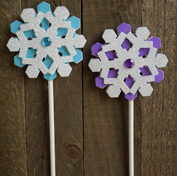 Snowflake Cupcake Toppers Snowflake Party Decor Christmas Etsy