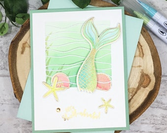 Mermaid Birthday Card, Mermaid Party Card, Girl Birthday Card, Happy Birthday Card, Card For Her