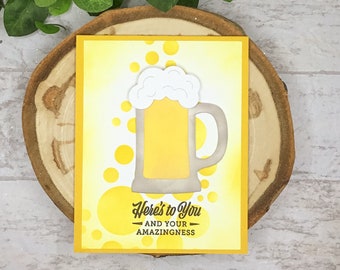 Beer Mug Greeting Card, Father’s Day Card, Masculine Birthday Card, Beer Birthday Card, Card For Him, Beer Greeting Card, Handmade Beer Card