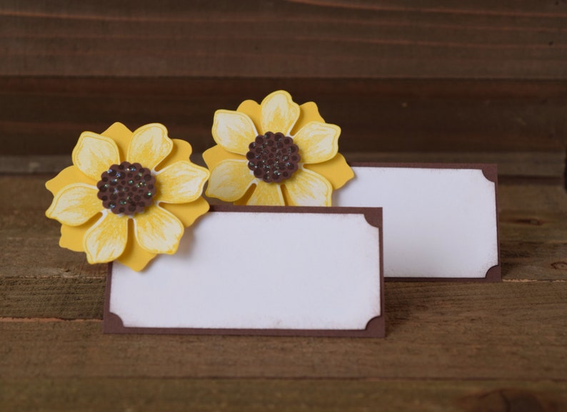 Sunflower Place Card Holders, Sunflower Food Tent Labels, Sunflower Party Decor image 1