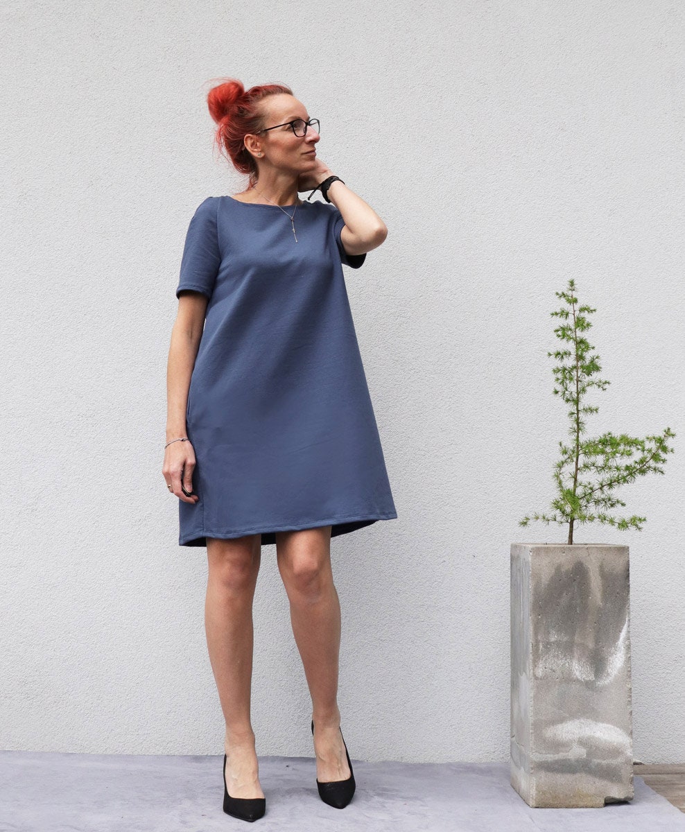 pinstripe linen dress 100% Linen Pinstripe Paneled Short-Sleeved Dress MORGAN main image 1