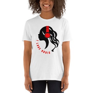 I Love Music wit T-shirt met korte mouwen
