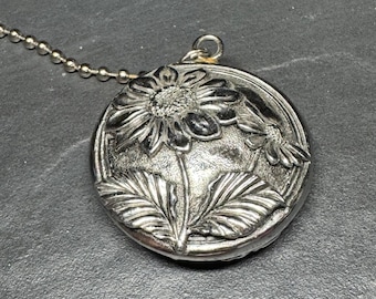 Vintage Silver Tone Floral Sunflower Dogwood Ceiling Fan Light Pull Chain 10.5"
