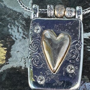 Brighton Poetic Remember Me Heart Pendant Necklace Mixed Metal Sterling Silver image 2