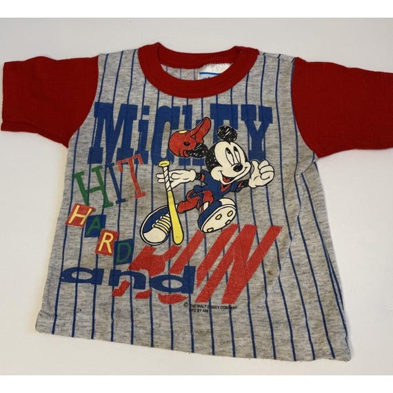 Vintage Mickey Mouse Baseball Kids Youth Shirt Size 4 Allison USA