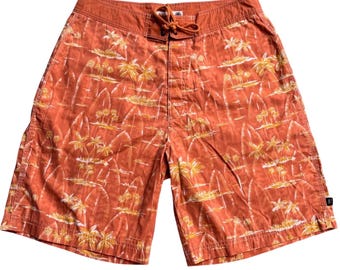 American Eagle Herren Orange Tropical Palm Surfbrett Badeshorts Größe 34