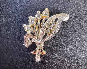 Rhinestone Bouquet Brooch Pin Vintage Floral Wedding Party Jewelry