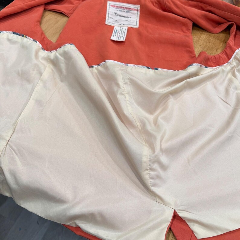 Chaleco de cuello chal drapeado de Tencel naranja de Cartonnier Anthropologie, talla grande, estilo bohemio. imagen 10