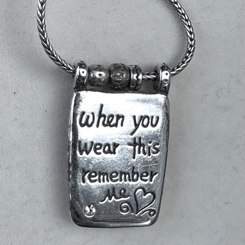 Brighton Poetic Remember Me Heart Pendant Necklace Mixed Metal Sterling Silver image 5