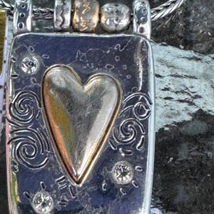 Brighton Poetic Remember Me Heart Pendant Necklace Mixed Metal Sterling Silver image 8