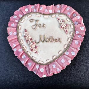 Vintage Mini Tea Set Tag For Mother Heart Shaped Plate Trinket Dish 1996 Decor