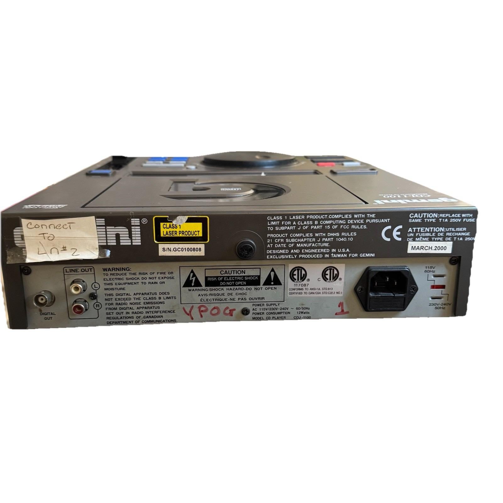 Gemini CDJ-1100 プロフェッショナルCDプレーヤー DJ機器 デジタル出力
