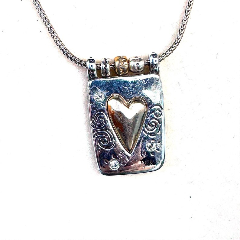Brighton Poetic Remember Me Heart Pendant Necklace Mixed Metal Sterling Silver image 4