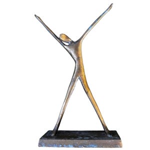 VTG Abstract Bronze Figure Sculpture Modern Art Statue Decor Minimalist Design