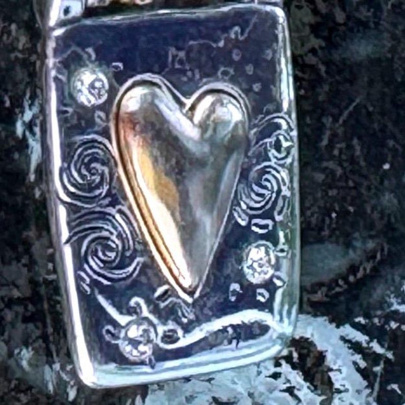 Brighton Poetic Remember Me Heart Pendant Necklace Mixed Metal Sterling Silver image 3