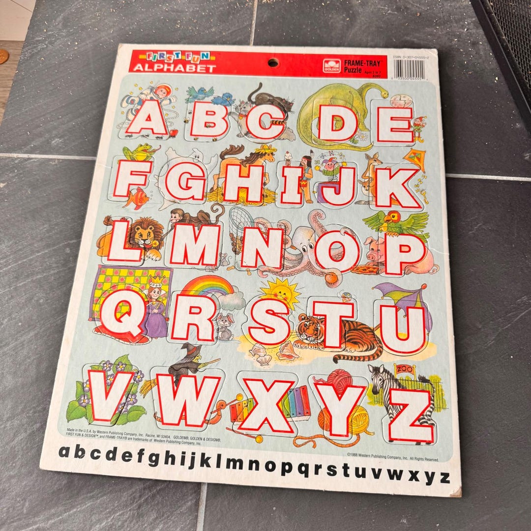 Vintage 80s Golden First Fun Alphabet Frame Tray Puzzle