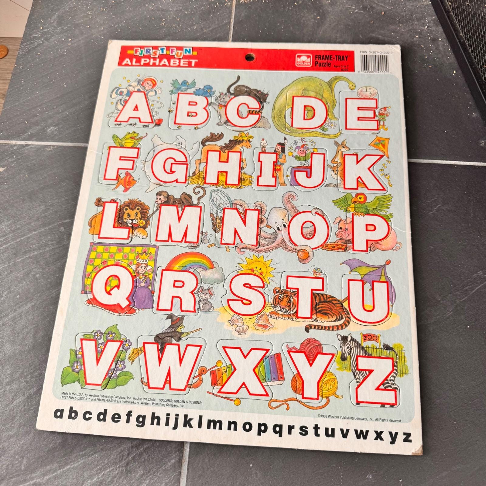 Vintage 80s Golden First Fun Alphabet Frame Tray Puzzle