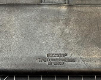 Buxton Velvet Touch, skórzany portfel na czeki, czarny, smukły, dwuczęściowy organizer