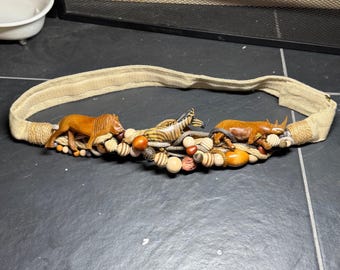 Vintage 90s Beaded Leather Belt – Brown Western Belt With  display picture 2