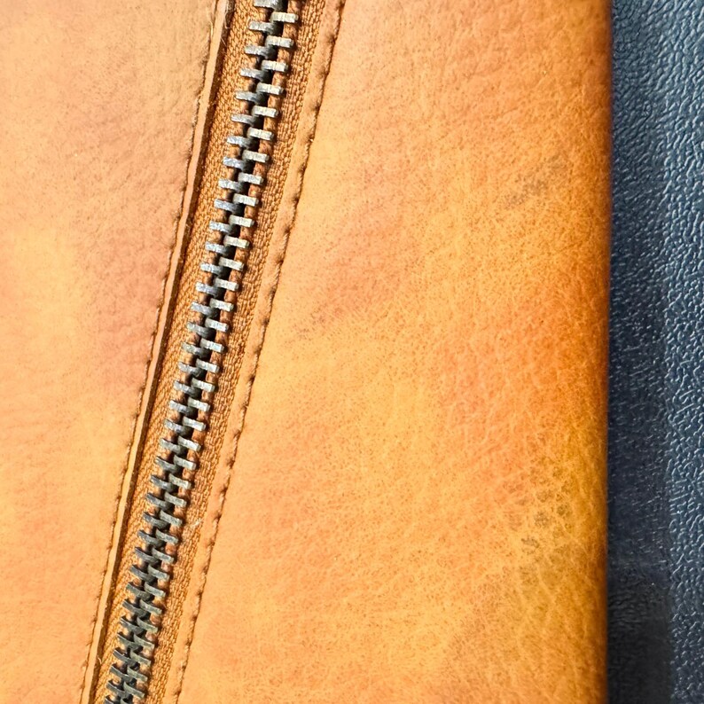 Free People Vegan Orange Faux Leather Zip Around Wristlet Wallet Clutch Studded image 7