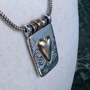Brighton Poetic Remember Me Heart Pendant Necklace Mixed Metal Sterling Silver image 1