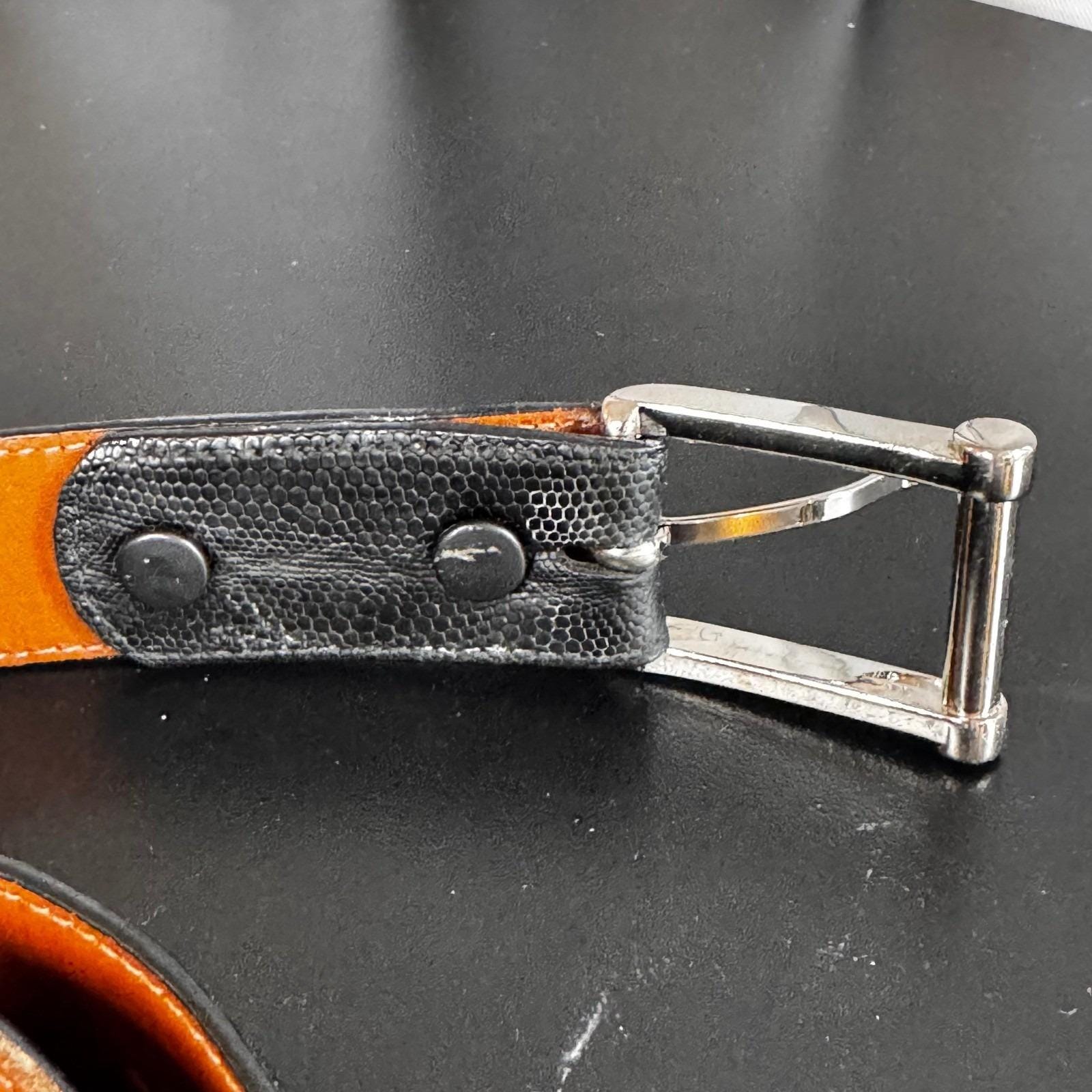 Vtg Italian Calfskin Leather Belt Size 48 Black Lizard Embossed Silver Buckle Lizard Embossed Italian Calf | Fresco Golf main image 3