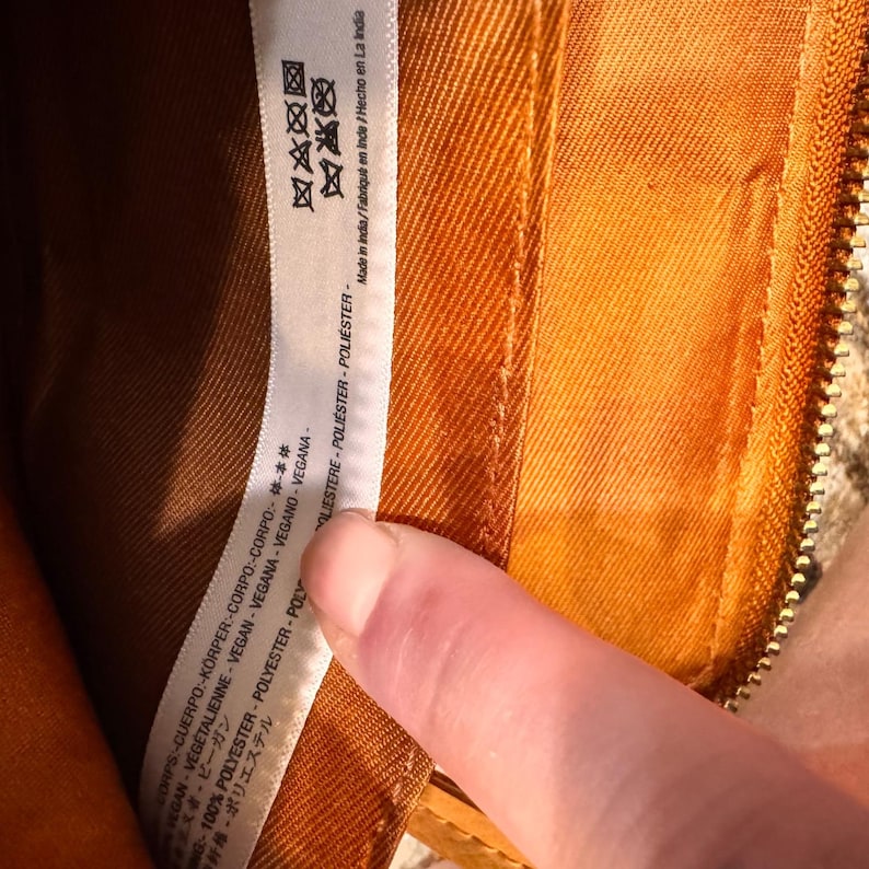 Free People Vegan Orange Faux Leather Zip Around Wristlet Wallet Clutch Studded image 3