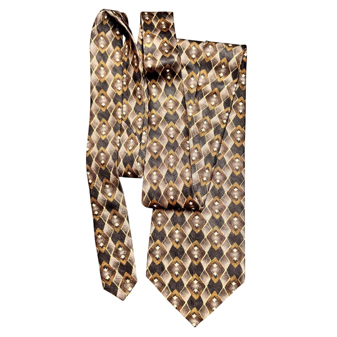 Louis Rotha Vintage Louis Roth Mens 100% Silk Geometric Pattern Necktie 90s Y2K ...