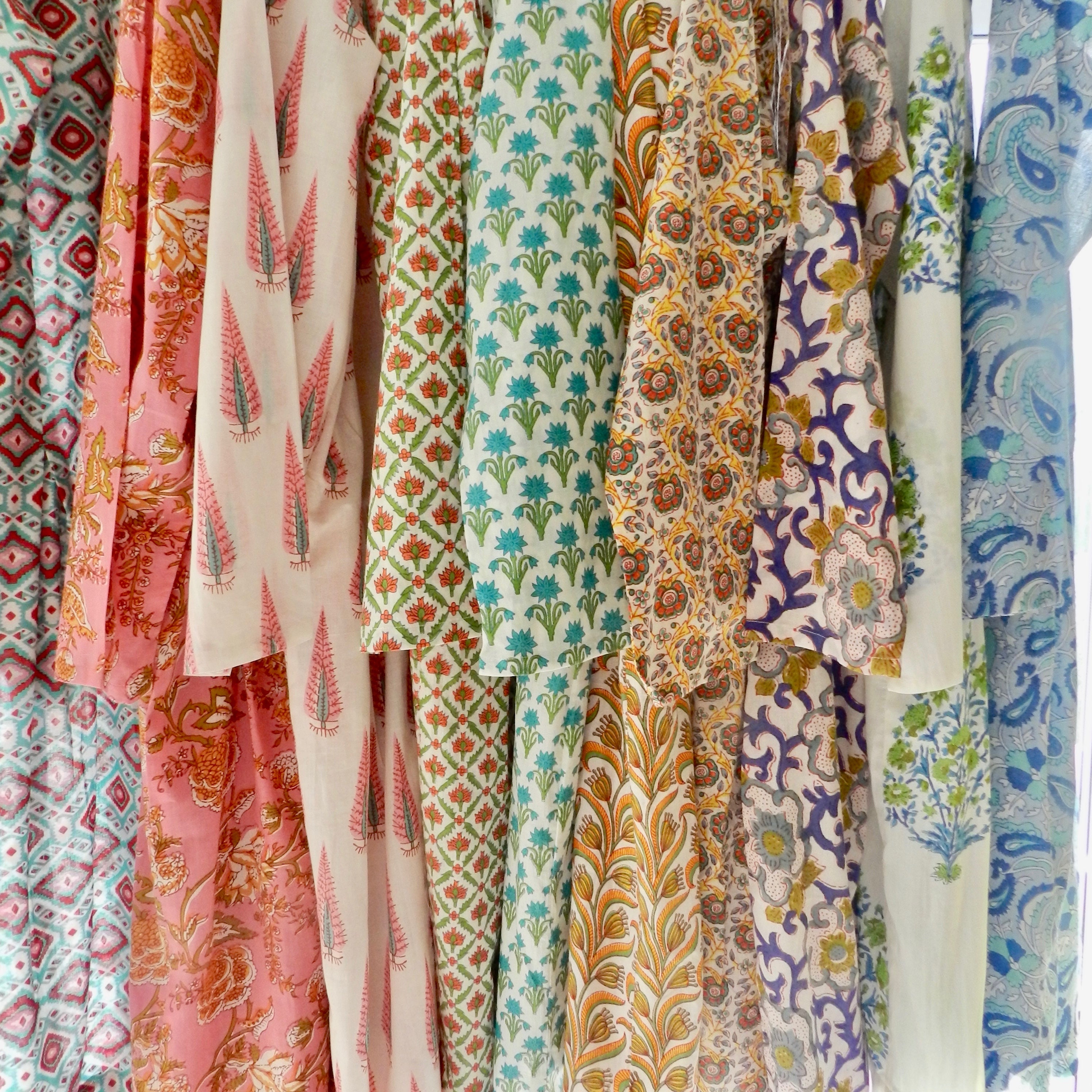 Floral Block Print Midi Dress Size 10-12 / Blue & Green | Etsy