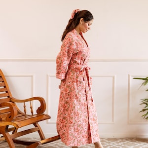 Floral Dressing Robe Coral - Etsy