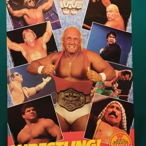 Hulk Hogan WWF Wrestling group poster 1986  Randy Macho Man Savage Bret Hart rare