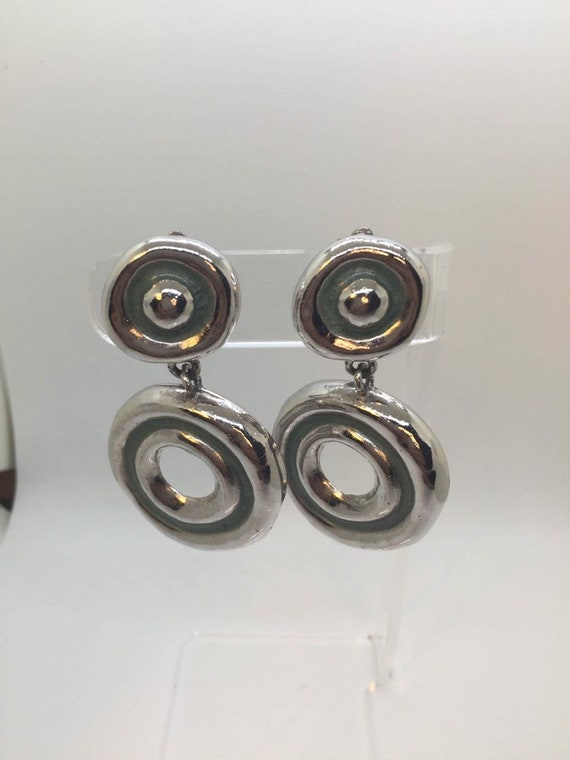 Retro Clip on circle dangling earrings - image 2