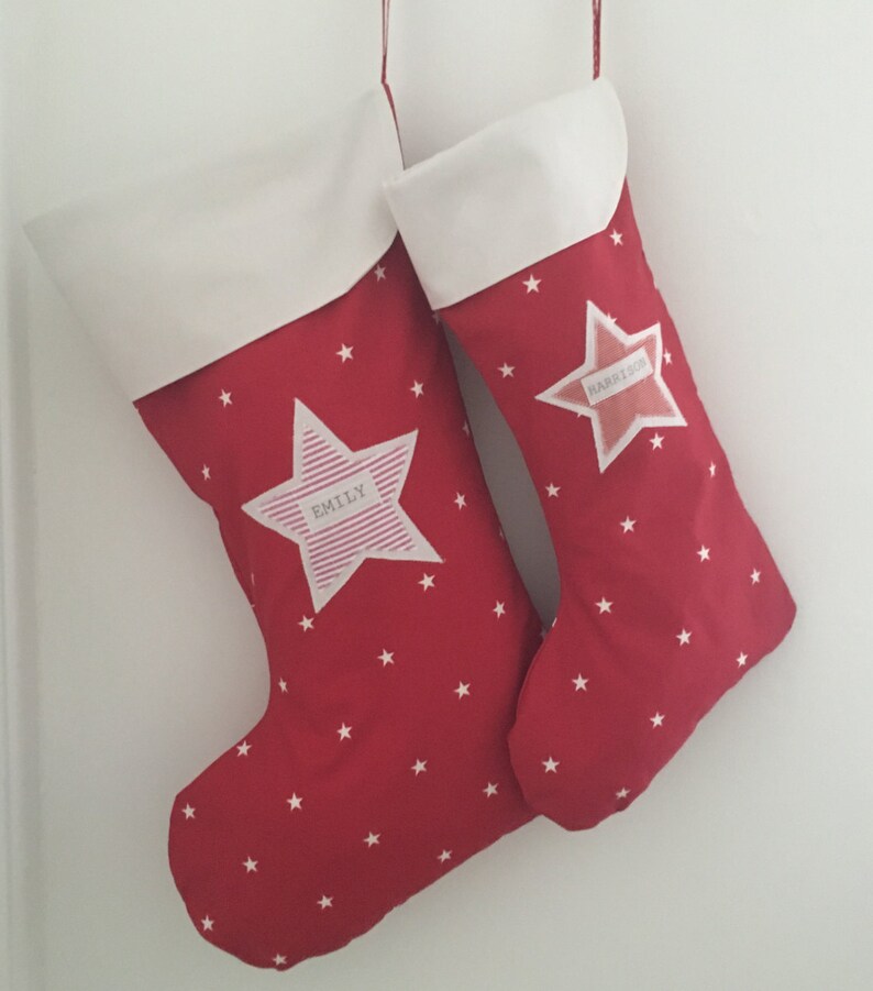 Large Personalised Star Christmas Stocking Etsy