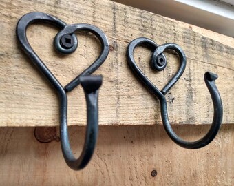 wrought iron heart shaped hooks